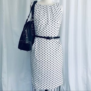 Lauren Ralph Lauren White/Black Polka Dot Dress 10